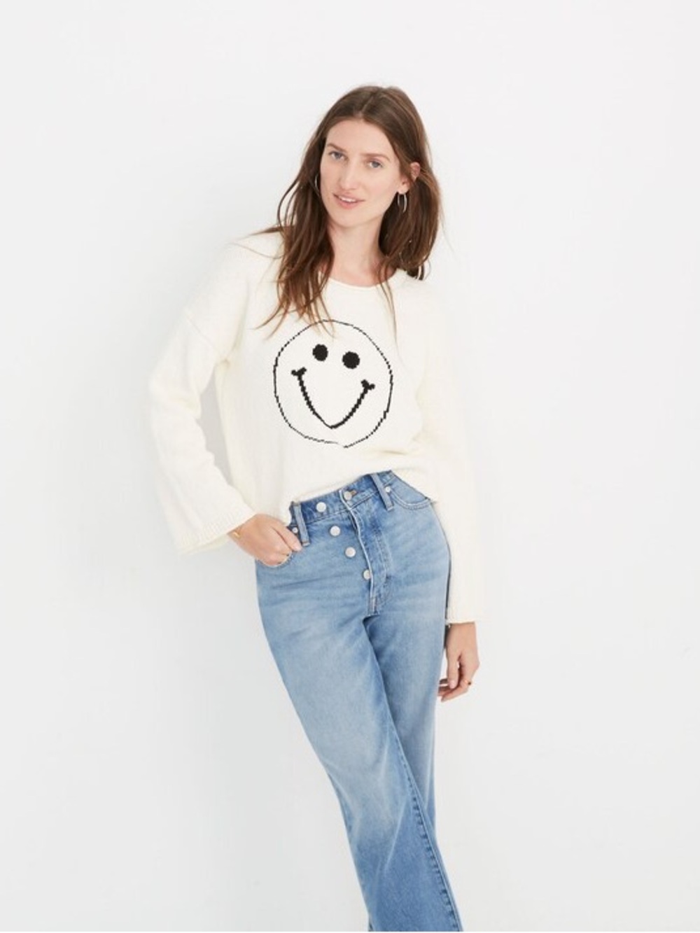 Madewell Brownstone Smiley Face Pullover Sweater